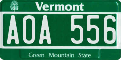 VT license plate AOA556