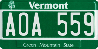 VT license plate AOA559