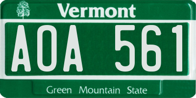 VT license plate AOA561