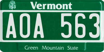 VT license plate AOA563