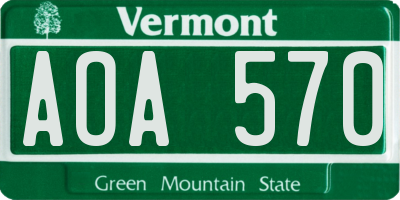 VT license plate AOA570