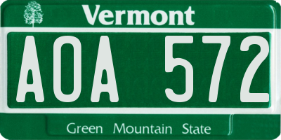 VT license plate AOA572