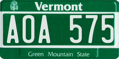 VT license plate AOA575