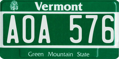 VT license plate AOA576