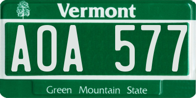 VT license plate AOA577