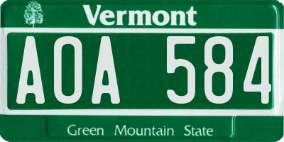 VT license plate AOA584