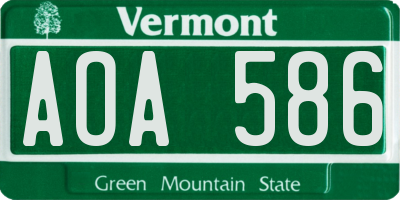 VT license plate AOA586