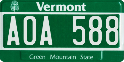VT license plate AOA588