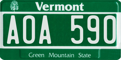 VT license plate AOA590
