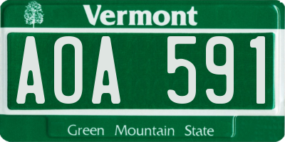 VT license plate AOA591