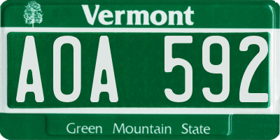 VT license plate AOA592