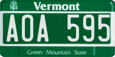VT license plate AOA595