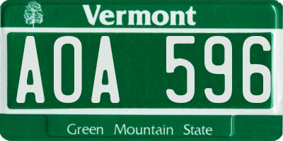 VT license plate AOA596