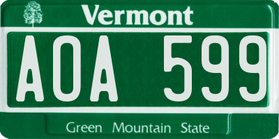 VT license plate AOA599