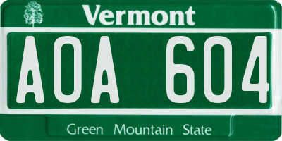 VT license plate AOA604