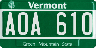 VT license plate AOA610
