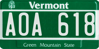 VT license plate AOA618