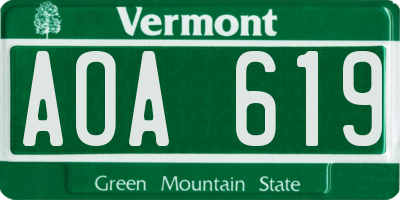 VT license plate AOA619