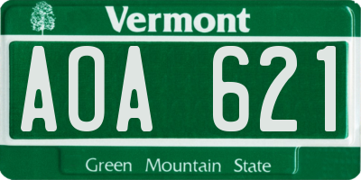 VT license plate AOA621