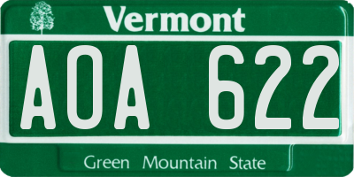 VT license plate AOA622