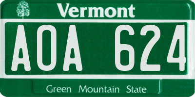 VT license plate AOA624