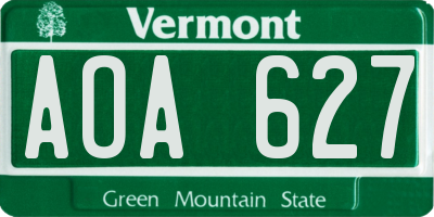 VT license plate AOA627