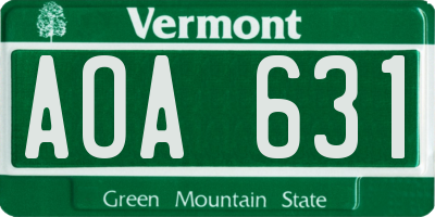 VT license plate AOA631