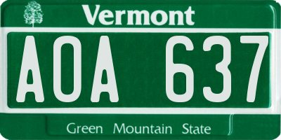 VT license plate AOA637