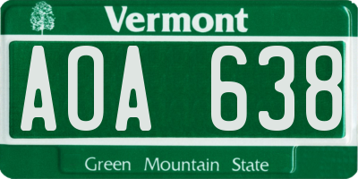 VT license plate AOA638