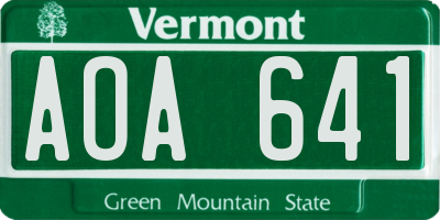 VT license plate AOA641
