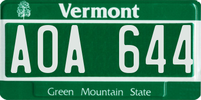 VT license plate AOA644