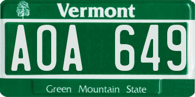 VT license plate AOA649