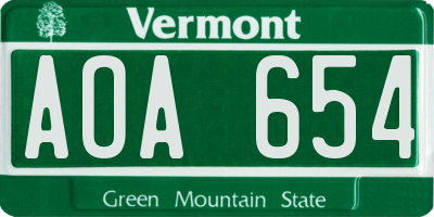 VT license plate AOA654