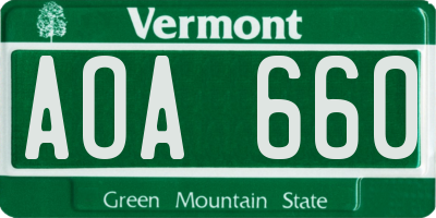 VT license plate AOA660