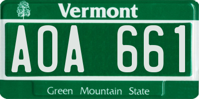 VT license plate AOA661
