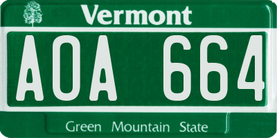 VT license plate AOA664