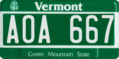 VT license plate AOA667