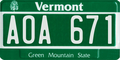VT license plate AOA671