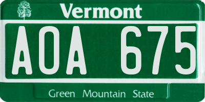 VT license plate AOA675