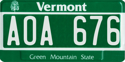 VT license plate AOA676