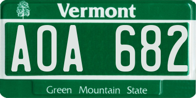 VT license plate AOA682
