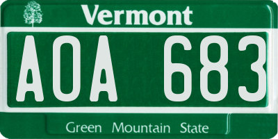 VT license plate AOA683