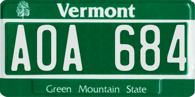 VT license plate AOA684