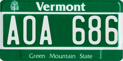 VT license plate AOA686