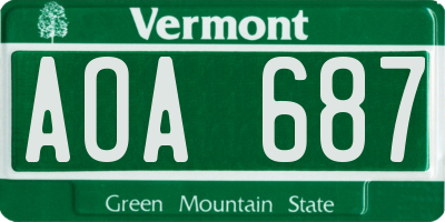 VT license plate AOA687