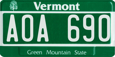 VT license plate AOA690