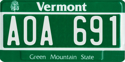 VT license plate AOA691