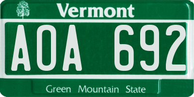 VT license plate AOA692