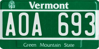VT license plate AOA693