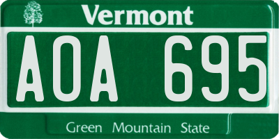 VT license plate AOA695